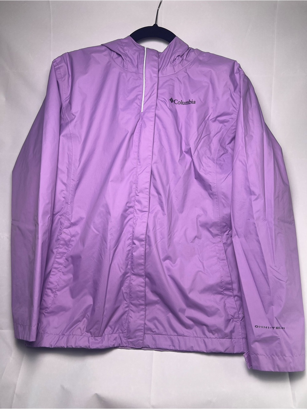 Columbia Youth Girls XL (18/20) Omni-Tech Hooded Rain Jacket - Lavender Purple